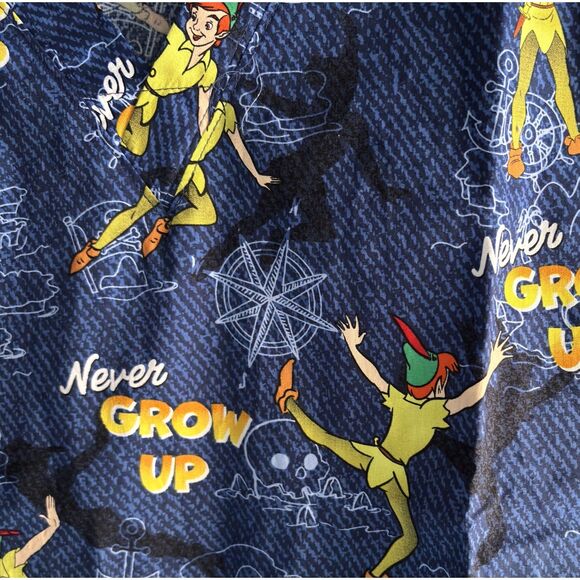 Disney Tooniforms Unisex Size M PETER PAN Never Grow Up Nurse Medical Scrub Top - Picture 4 of 7